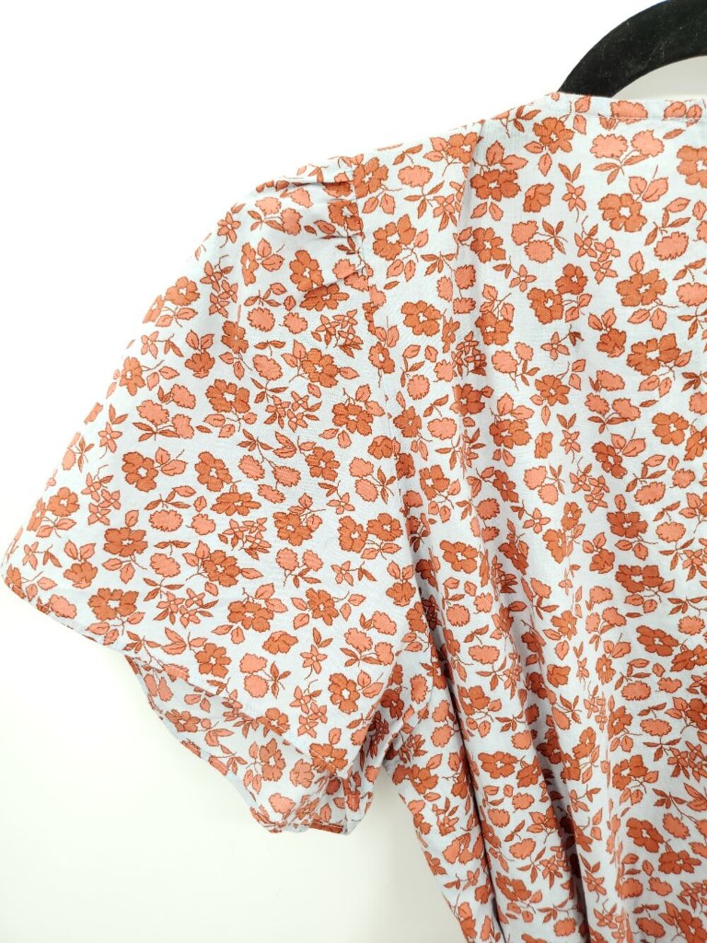 Madewell Fiore Floral Short Sleeve Cotton Wrap Dress XL Blue/Red-Orange Floral - Picture 11 of 15